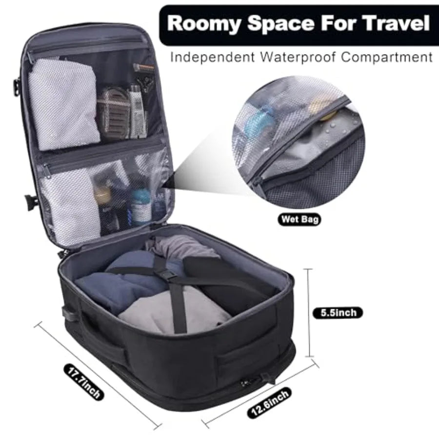 TSA Approved Carry On Backpack, Extra Large Tactical Travel Backpack for Men, Airplane Approved Weekender Bag, Water Resistant