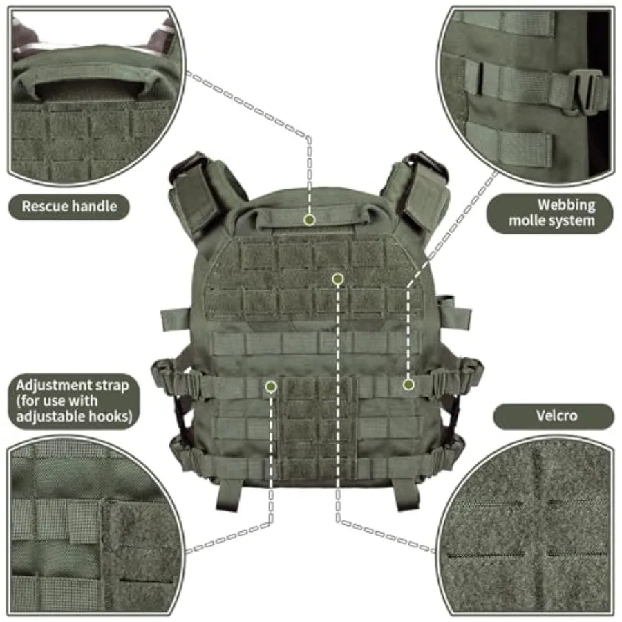Tactical Vest Quick Release Outdoor Weighted Vest Adjustable 3D Breathable Modular Vest for Training