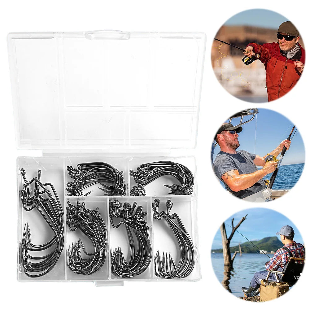 100PCS/Box Carp Fishhook High Carbon Steel Fishing Barbed Hooks Crank Hooks for Freshwater Saltwater Fishing Accessories