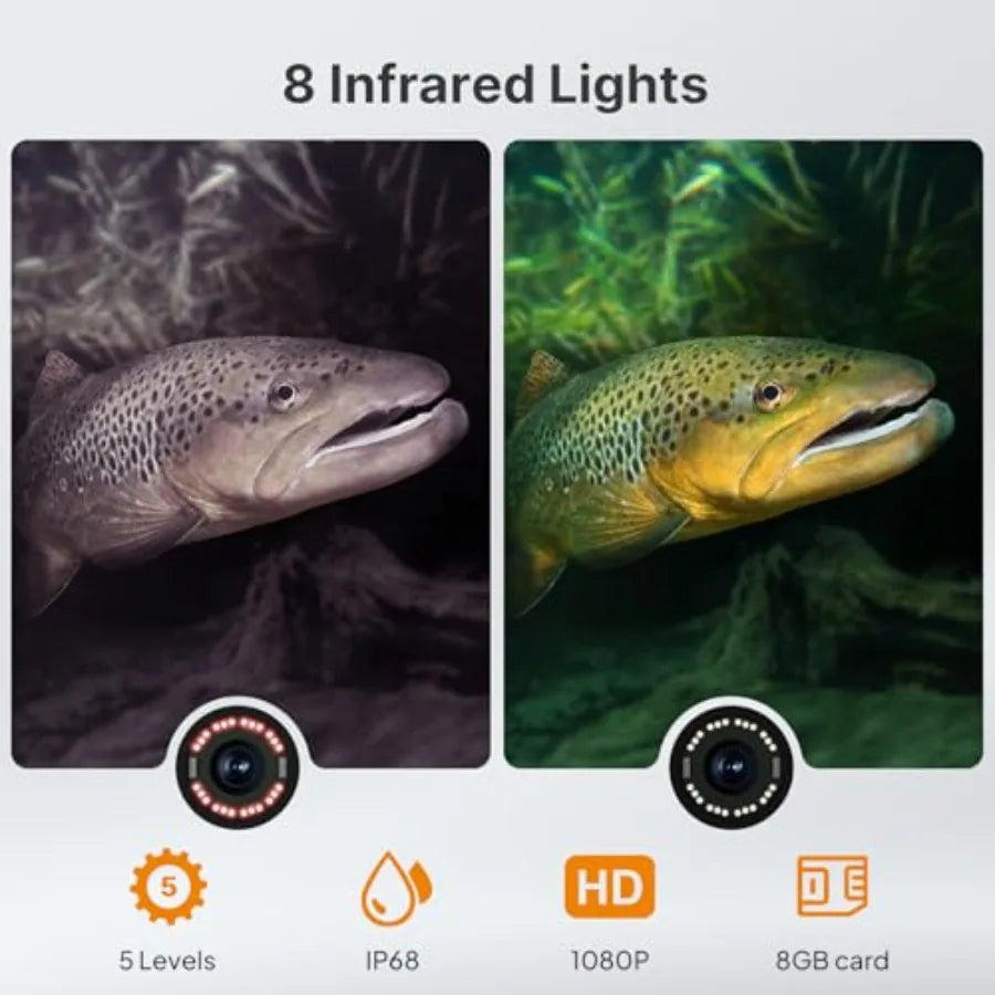 Underwater Fishing Camera for Ice, Lake, Boat Kayak Fishing: IP68 Waterproof, 5000mAh Battery, Infrared Night Vision, Black Rug