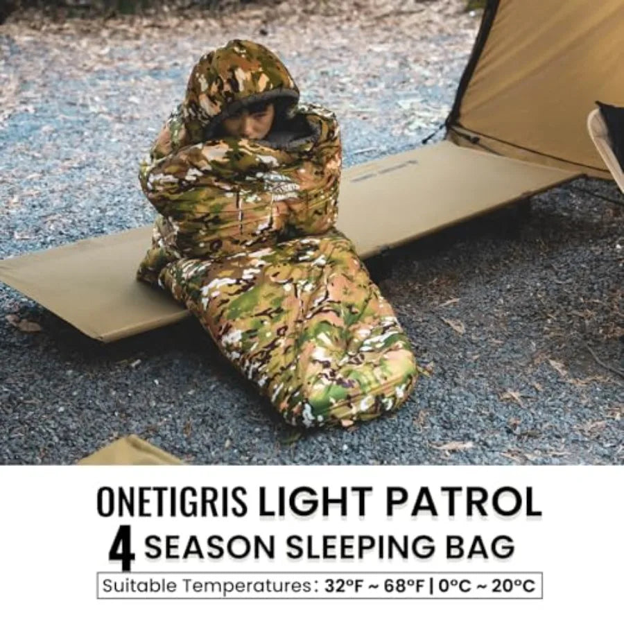 Light Patrol 4 Season Mummy Sleeping Bag 32°F Cold Weather Camping Bags for Camping Hiking Backpacking Survival Gear