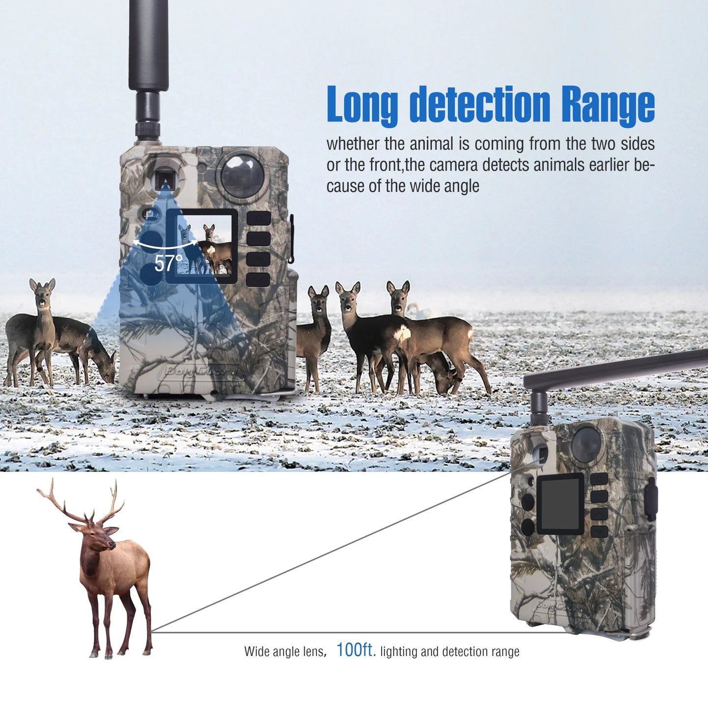 BolyGuard BG310-M Cellular Trail Hunting Camera 4G Wireless 18MP/720P Black IR 940nm Invisible Outdoor Wildlife Security Camera