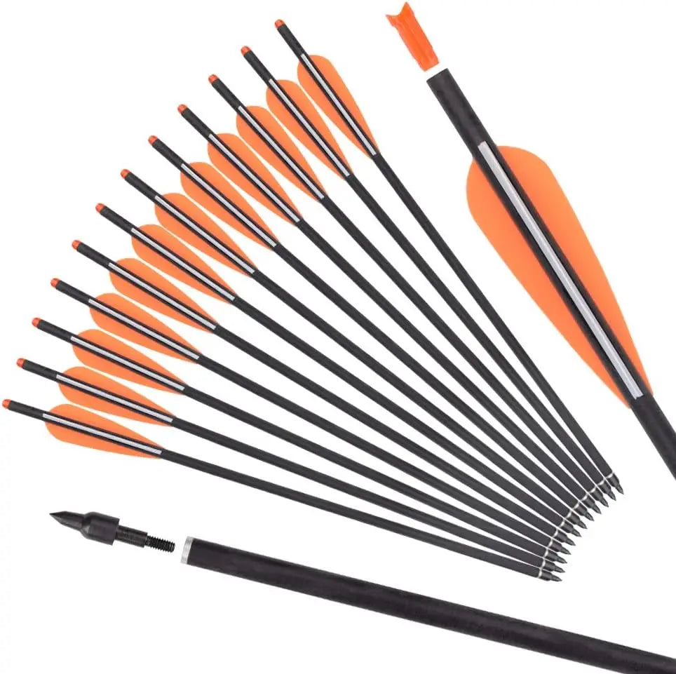16 18 20 inch Carbon Crossbow Bolts Bio Archery with 4 Inch Vanes(Pack of 12)