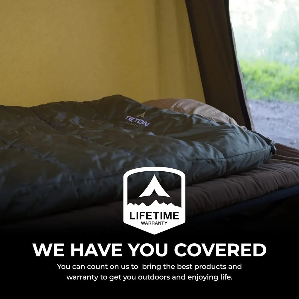 All Weather Sleeping Bag for Adults & Kids, Warm Camping Season, Compression Sack Included