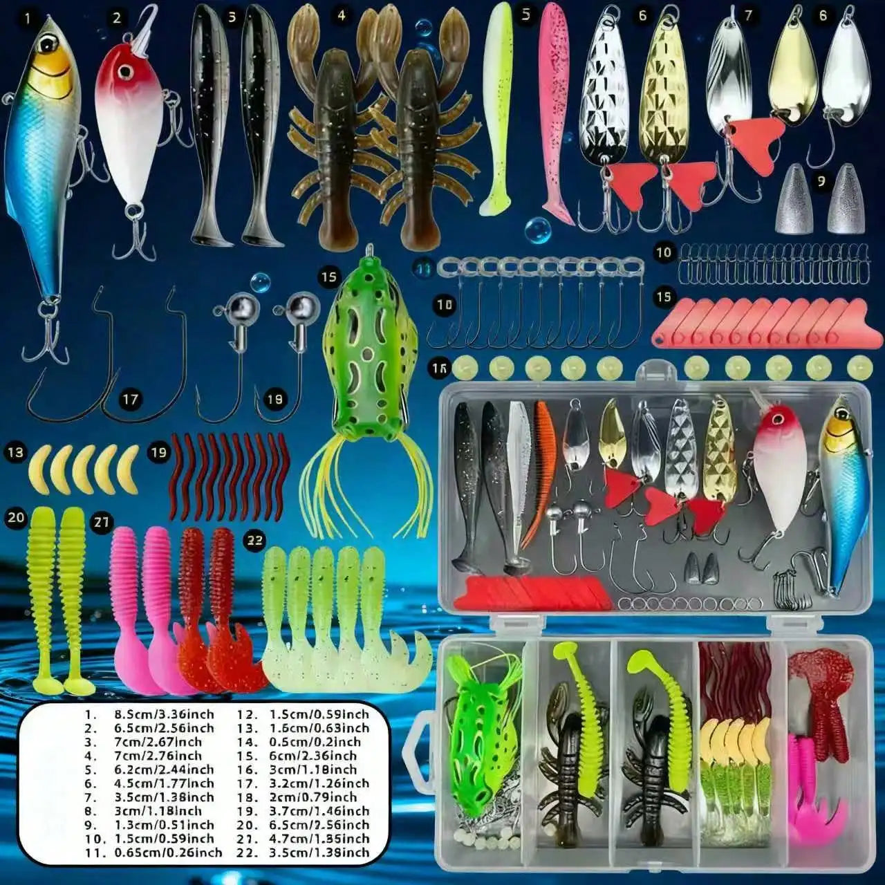 This 107-Piece Lure Set Is A Freshwater Lure And Tackle Kit Suitable For Fishing Bass, Trout, Salmon, And Other Freshwater Fish. It Includes Spinners, Soft Plastic Worms, And More, Making It A Practical Gift For Men.