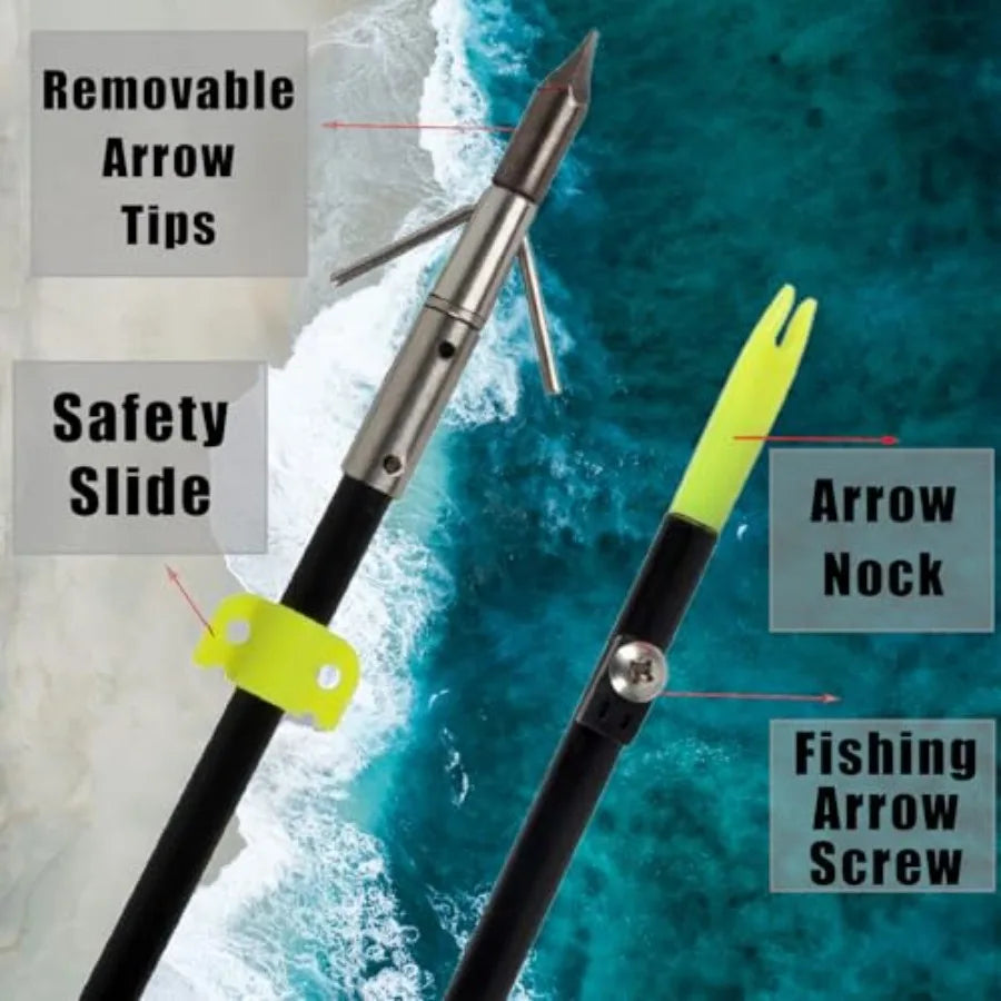 53 Takedown Recurve Bowfishing Combo Kit 30/40 LBS Right Hand Only with Fishing Reel Solid Arrows Complete Outdoor Fish Hunting