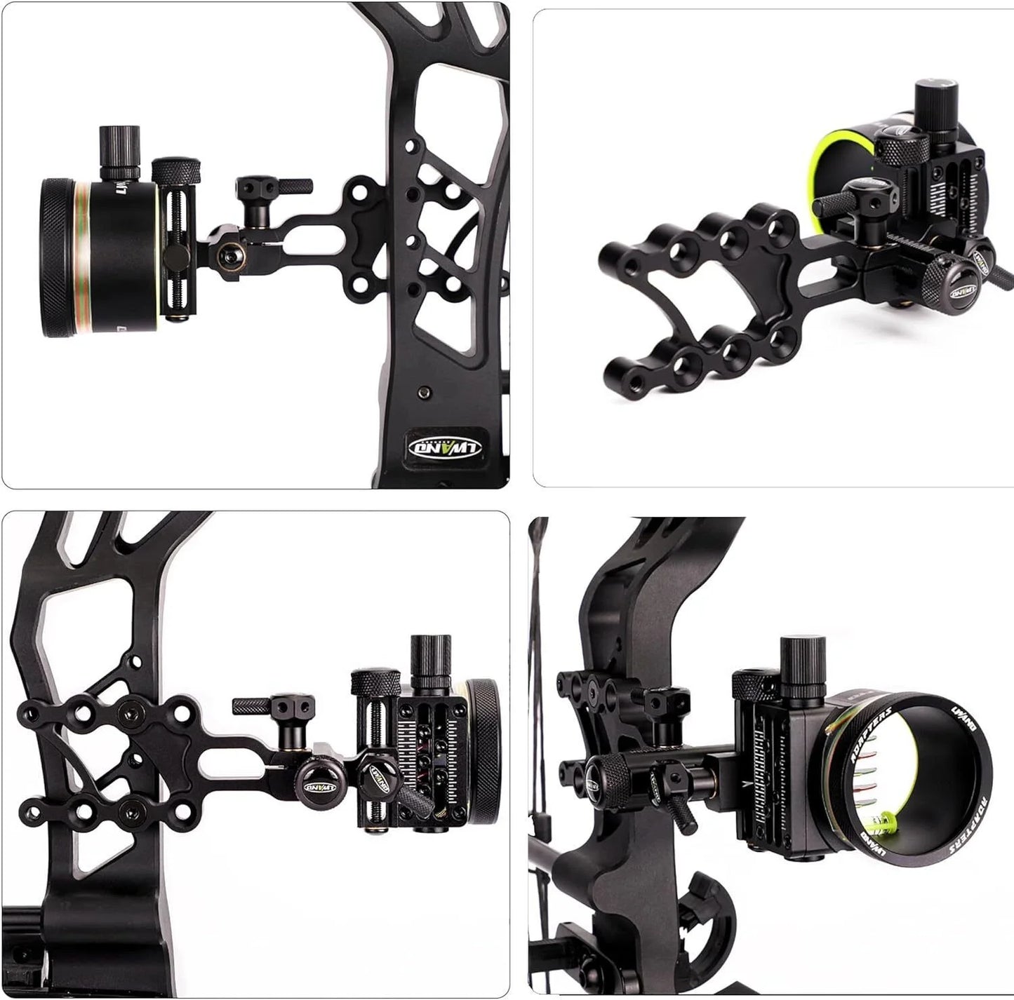 Archery 5 Pin Bow Sight 0.019" Fiber Optic Adjustable Alloy Right Hand for Compound Bow Hunting Target Practice Shooting Use
