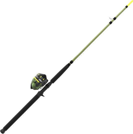 All-Metal Gears Spincast Reel and Fishing Rod Combo, 7ft 2-Piece, Right/Left-Hand Retrieve, 24lb Max Drag