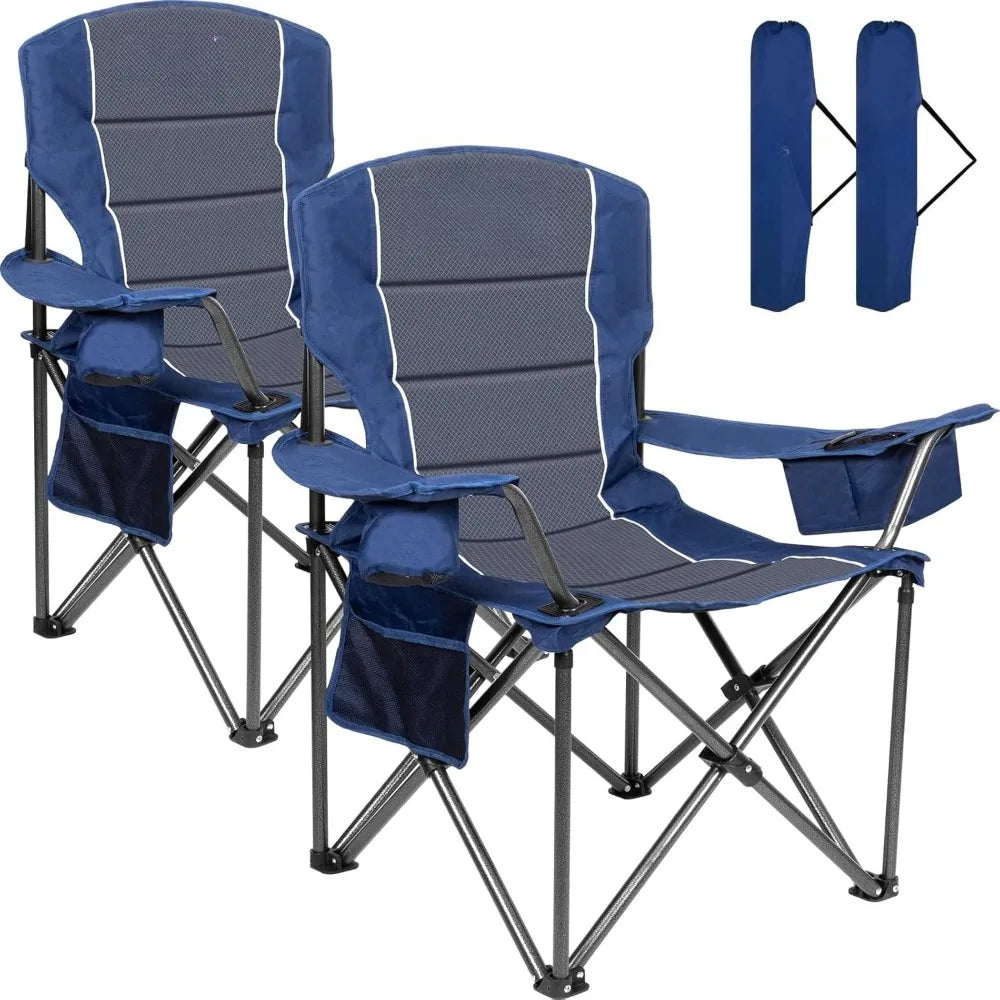 Oversized Heavy Duty Camping Chairs 500 LBS Padded Back Armrest Cup Cooler Folding Outdoor Fishing Garden,Custom