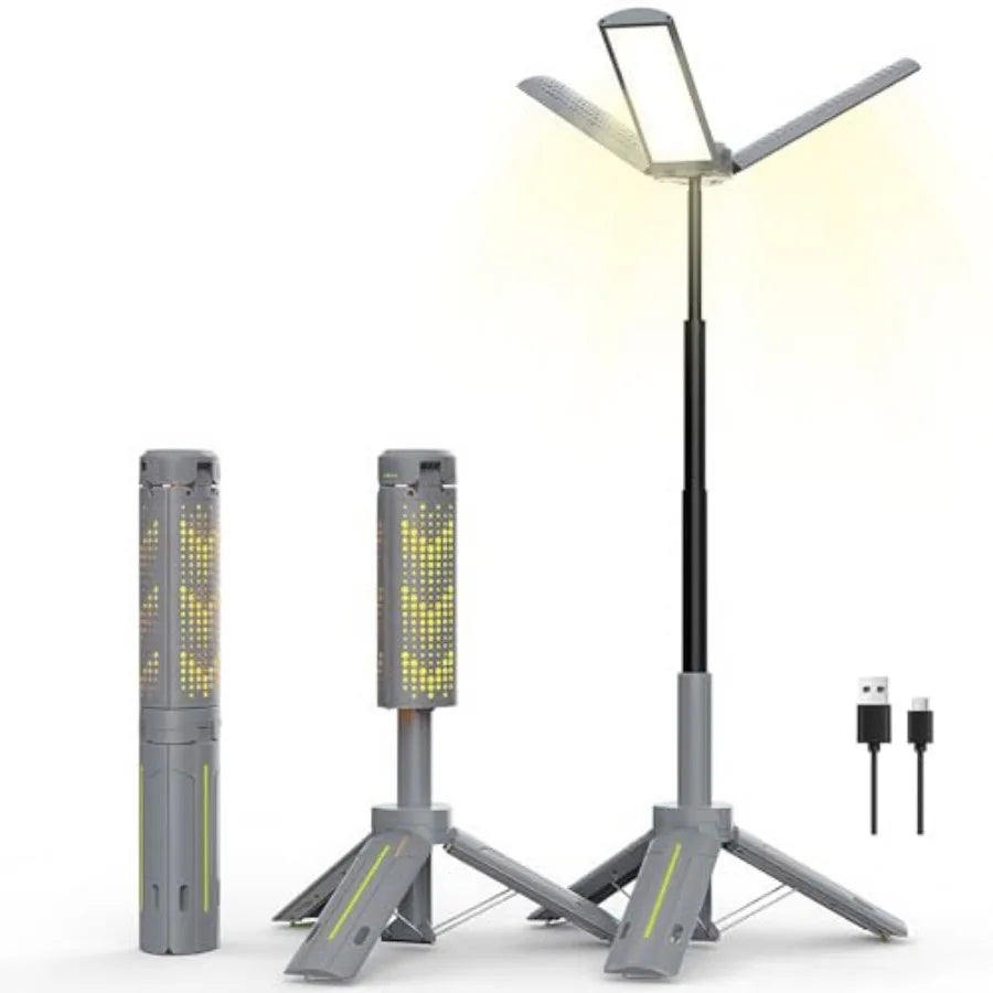 40" Telescopic Camping Lights with Stand, 8000mAh Rechargeable LED Work Light and Camp Lantern, 1000LM Portable Tripod Lamp, 20