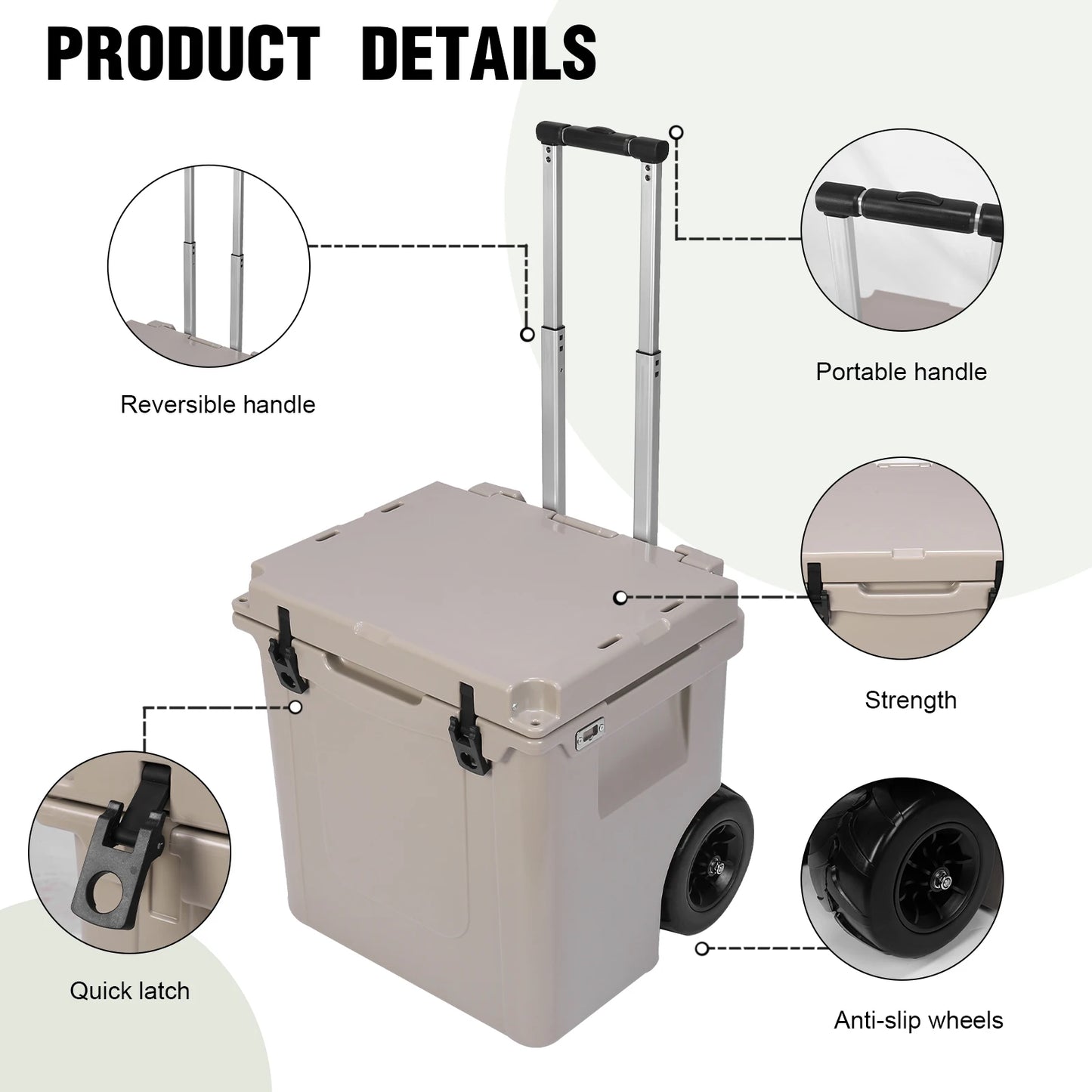 5L Insulated Ice Chest with Portable Handles/Leak-Proof Tight Latches Insulated Portable Ice Chest Box for Beach Camping Fishing