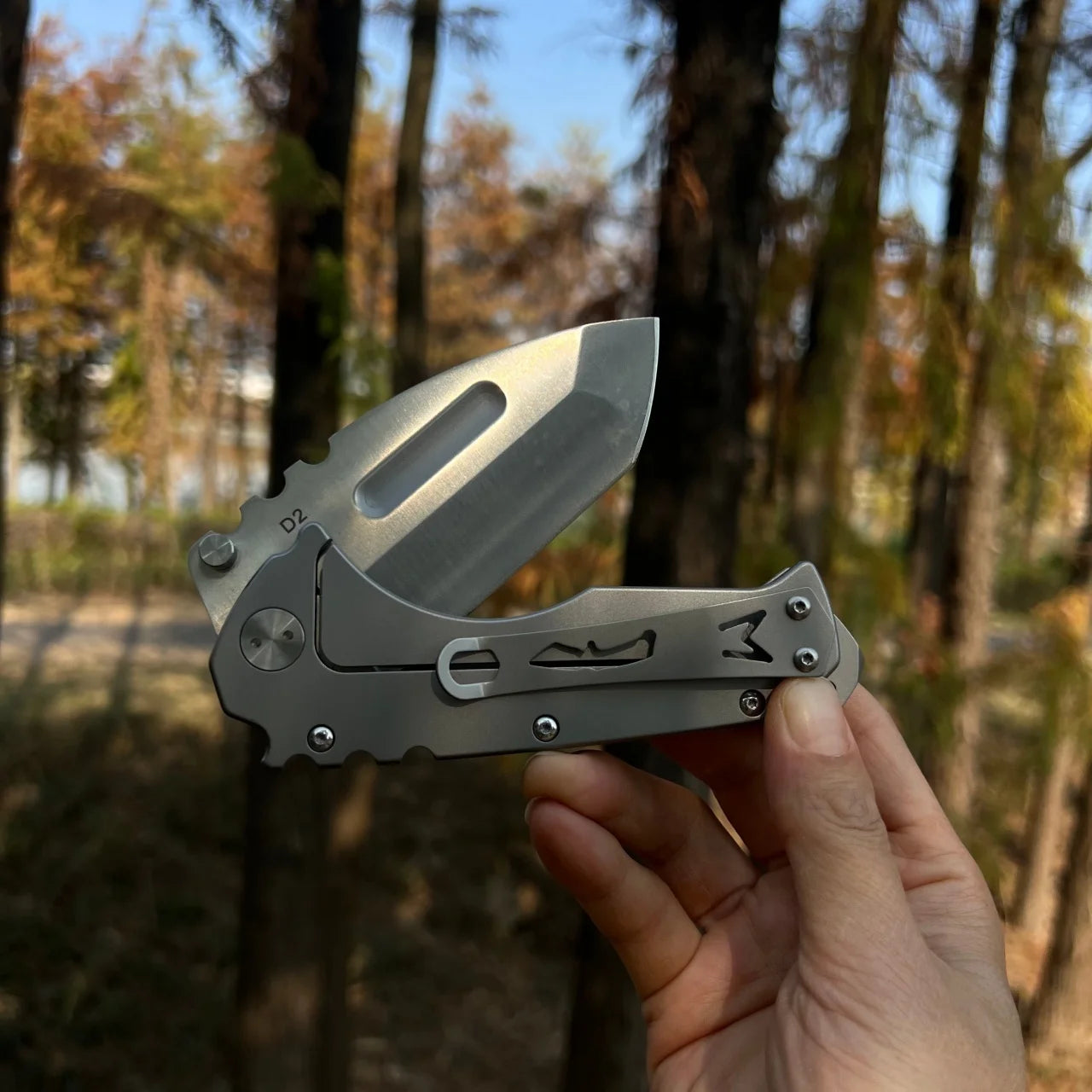 D2 blade +D2 handle integrated folding knife, heavy-duty all-steel knife, outdoor camping fishing equipment, knife fan collectio