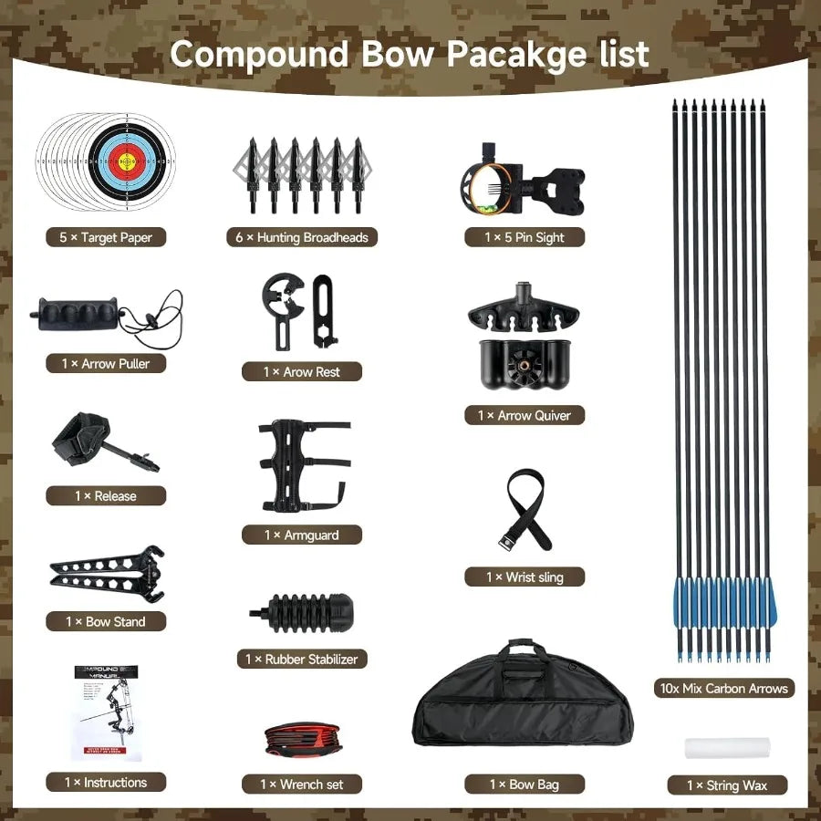 Compound Bows Draw Weight 3070lbs Ready to Shoot Bow and Arrow Set for Adults Archery Set Come with All The Accessories