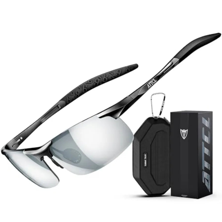 0.9 oz Polarized Sunglasses Men Sports: UV Protection Anti Glare Wrap Around Lightweight Metal Fishing Golf Running