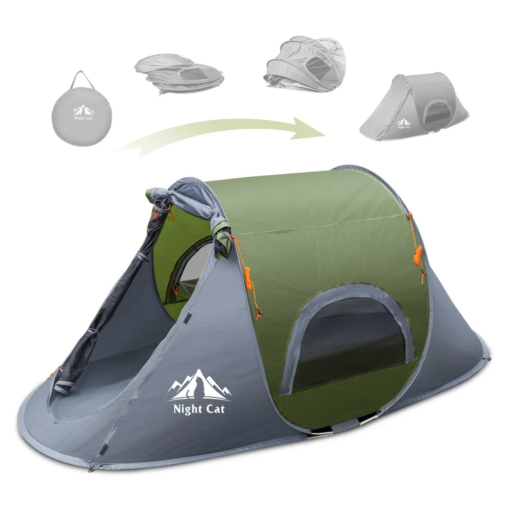Night Cat Pop-up Camping Tent: 1 Person Tent Waterproof Instant Easy Setup Outdoor Tent For Camping Fishing Hiking Hunting