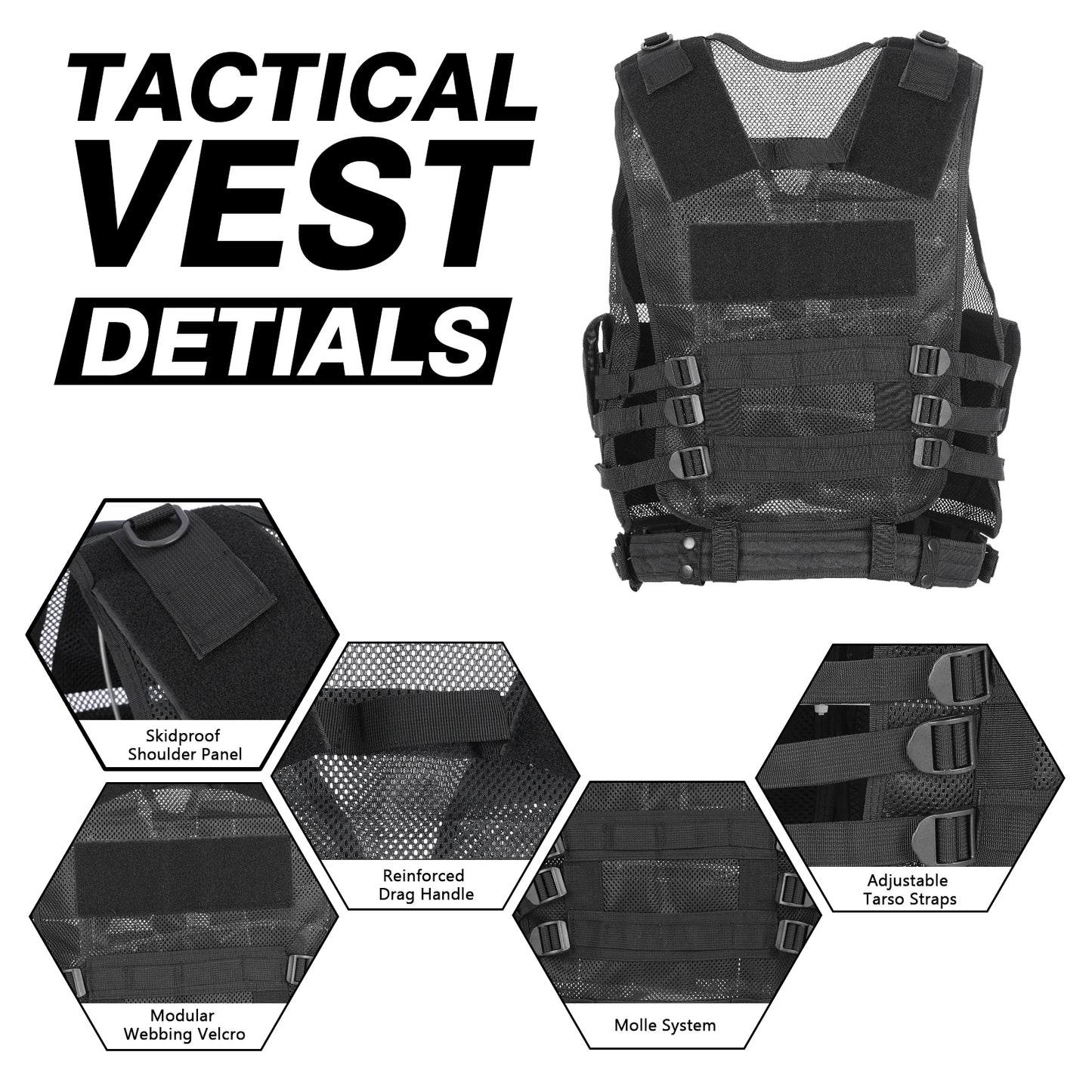 Tactical Vest Multi-Pockets Breathable Combat Vest Outdoor Military Airsoft Army Vest for   Hunting Camping Hiking