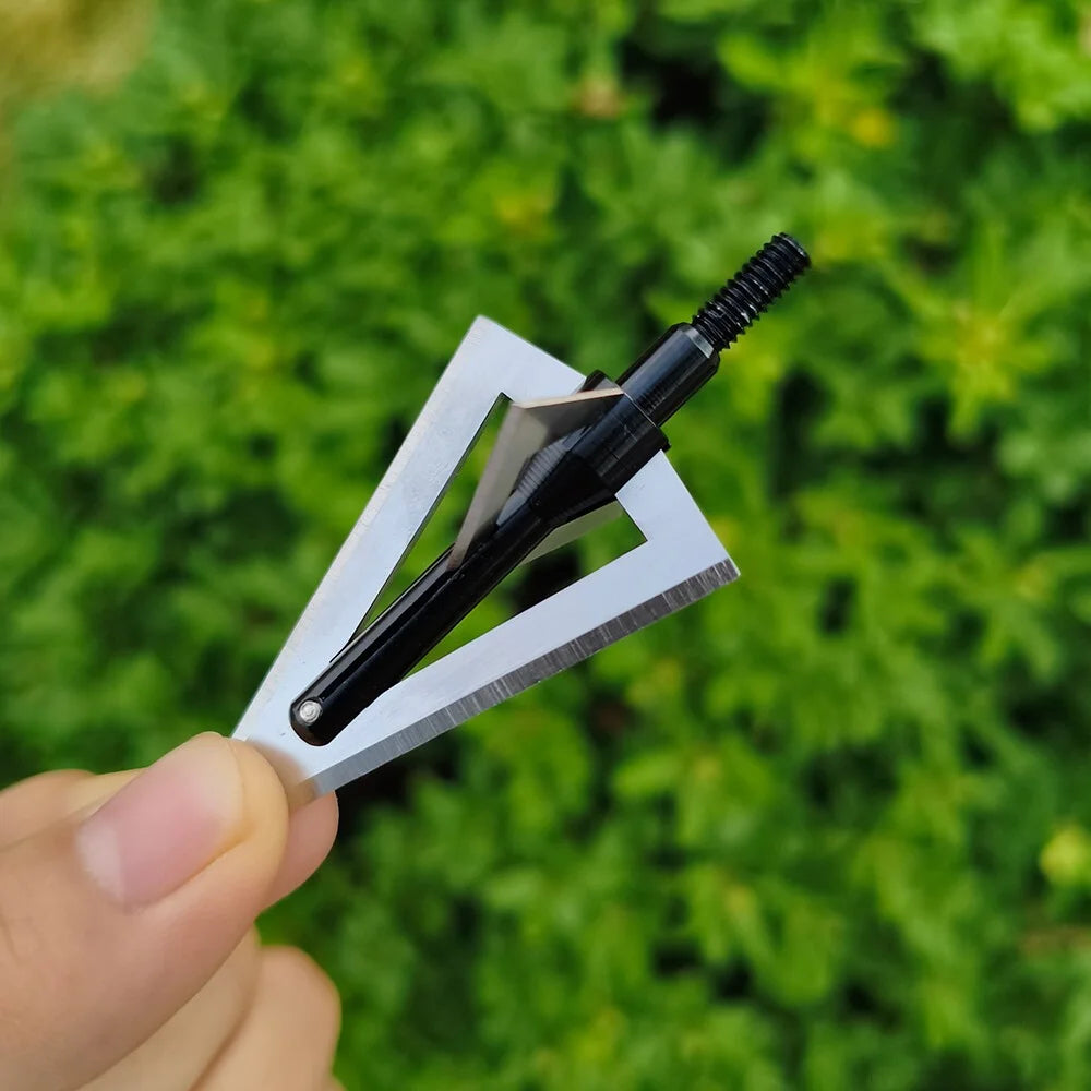 Hunting Arrow Tips 12pcs 120grain Screw-in Aluminum Steel Broadheads Durable Sharp Blade Points for DIY Arrow Shaft Compound Recurve Bow Shooting Target Practice Outdoor Archery Accessories