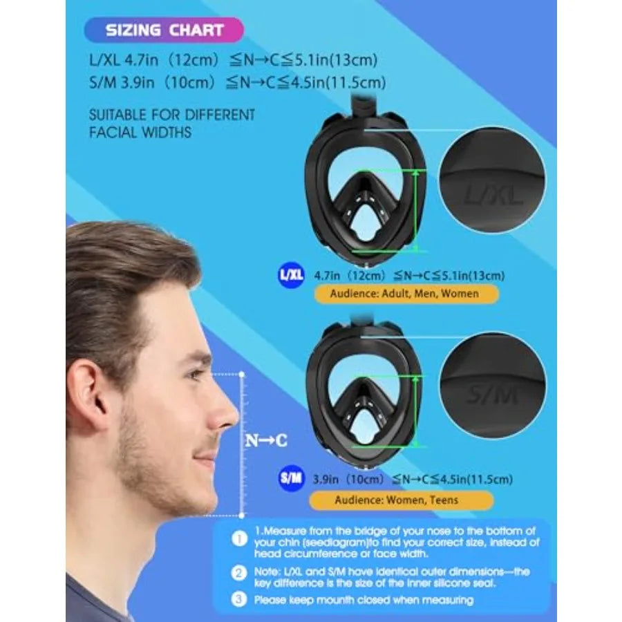 G2 Full Face Snorkel Mask with Latest Dry Top System, Foldable 180 Degree Panoramic View Snorkeling Mask with Camera Mount, Saf