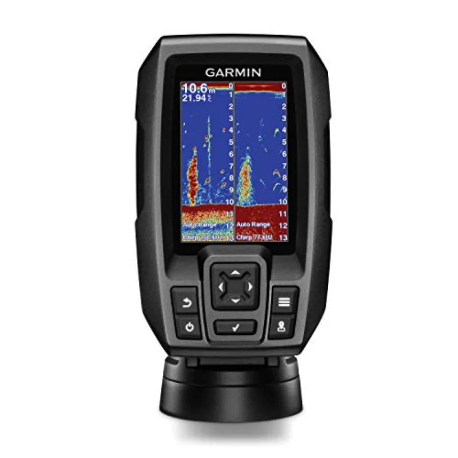 GPS Fishfinder for fishing boats, ABS plastic, black, 3.5-inch display with CHIRP sonar and built-in transducer bundle includin
