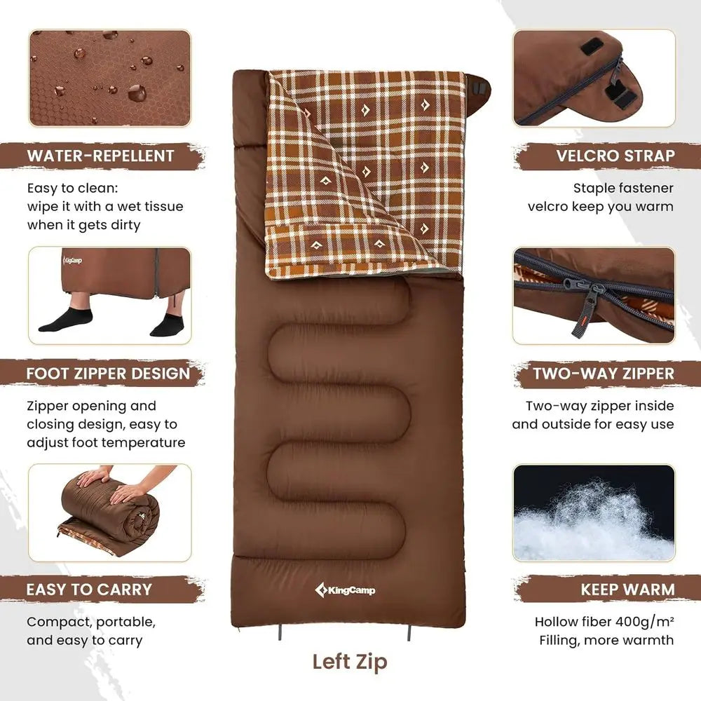 Extra Large Cold-Weather Lannel Bags for Adults - Waterproof and Portable Camping Gear Accessories
