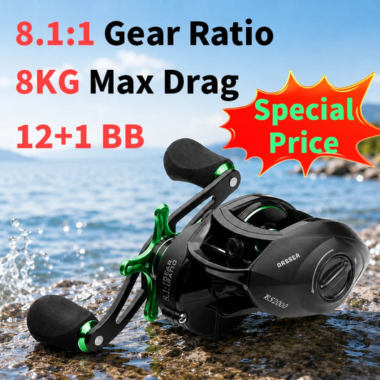 CHILENT Baitcaster Reel Fishing Wheel 12+1BB 8.1:1 Gear Ratio 8Kg Max Drag For Freshwater Saltwater Special Price Iteam