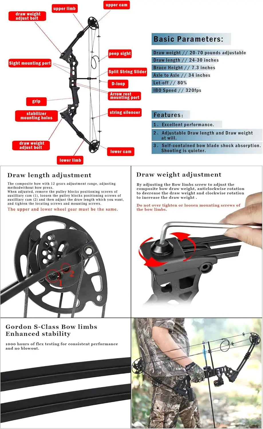 Archery Bowfishing Compound Bow Kit Ready to Fish Kit with Bowfishing Reel, Bow Fishing Arrows Right & Left Handed for Adult/You