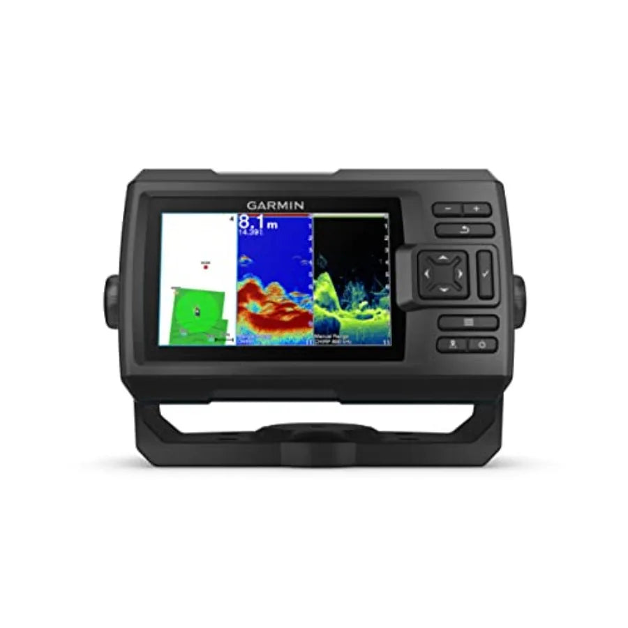 Fishfinder and sonar for fishing boats, PVC housing, vivid color display, easy-to-use 5-inch screen with scanning sonar palette
