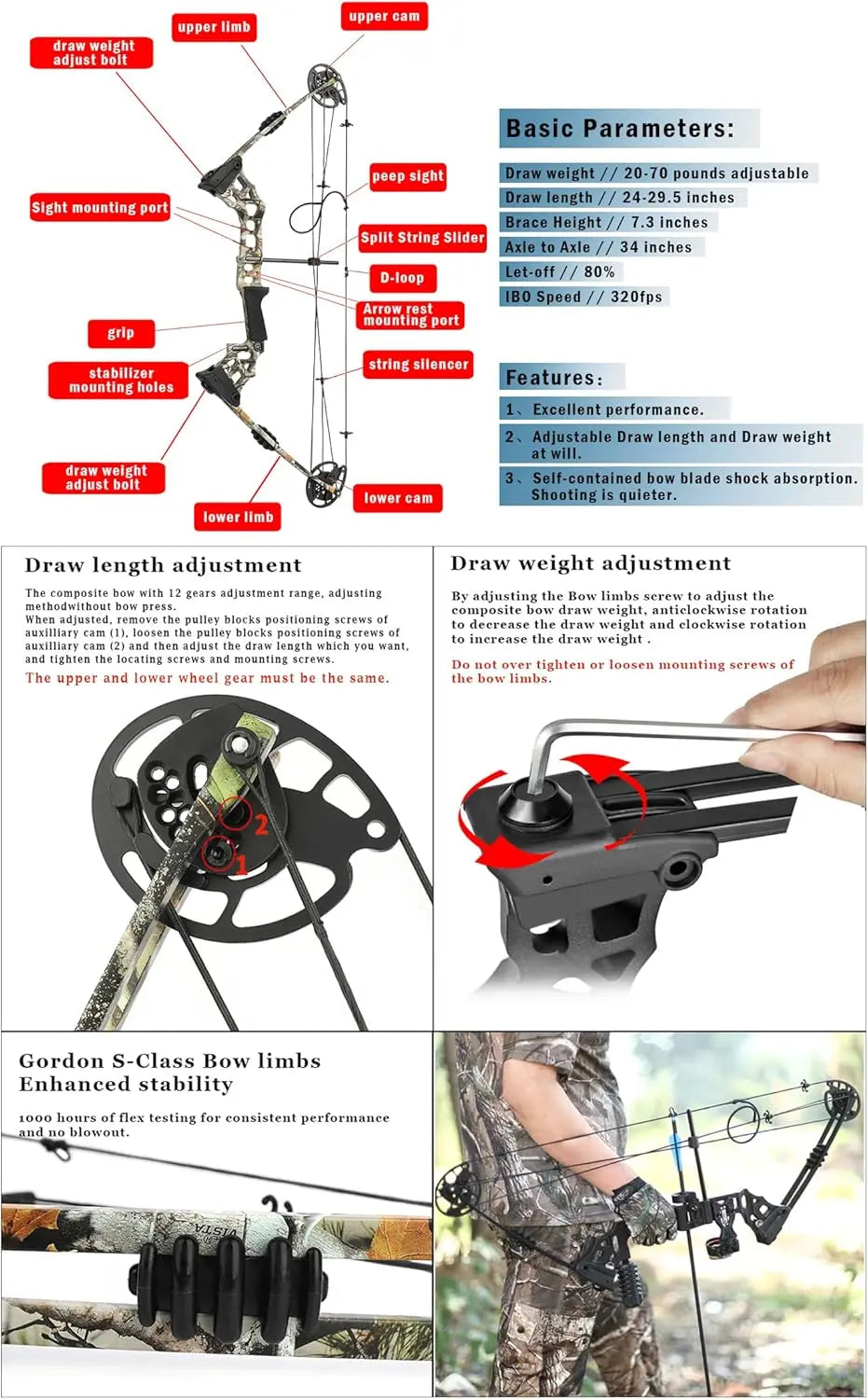 Archery Bowfishing Compound Bow Kit Ready to Fish Kit with Bowfishing Reel, Bow Fishing Arrows Right & Left Handed for Adult/You