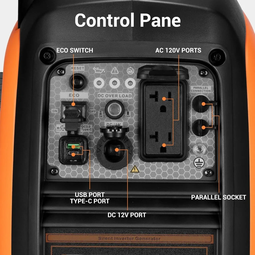 2800-Watts Portable Inverter Generator, Gas Generators for Home Use, Camping, Super Quiet Emergency Home Backup,, Customized