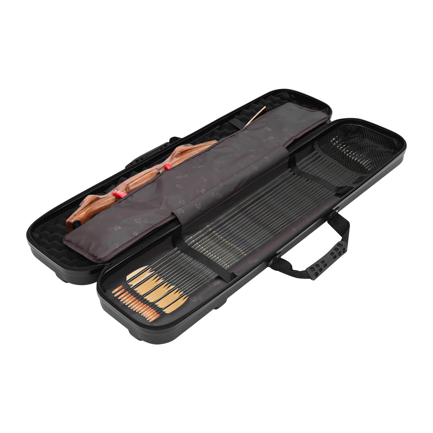Recurve Bow Case with Handle, Hard Shell Travel Case for Recurve Long Bow, Sponge Padding Multi-Compartment Storage