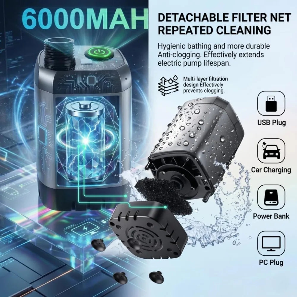 Portable Camping Shower with 1500W Heater, 6000mAh Battery, 5.3Gal Bucket, Digital Display for Outdoor
