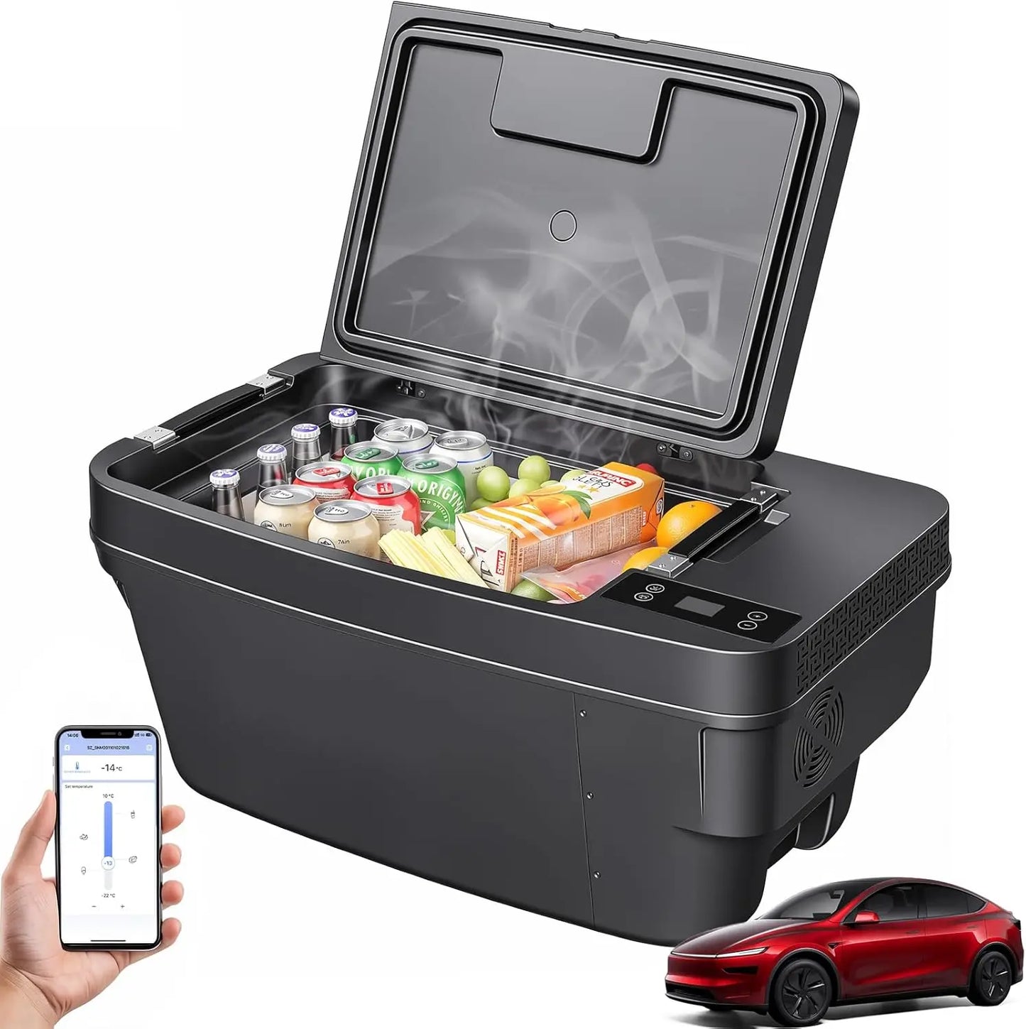 Portable Freezer 35QT (33L) for Electric SUV Trunk, -7.6°F to 50°F 12V Vehicle Refrigerator with App Control, 12&24V DC Cooler for Camping, Shopping, Road Trips, Home