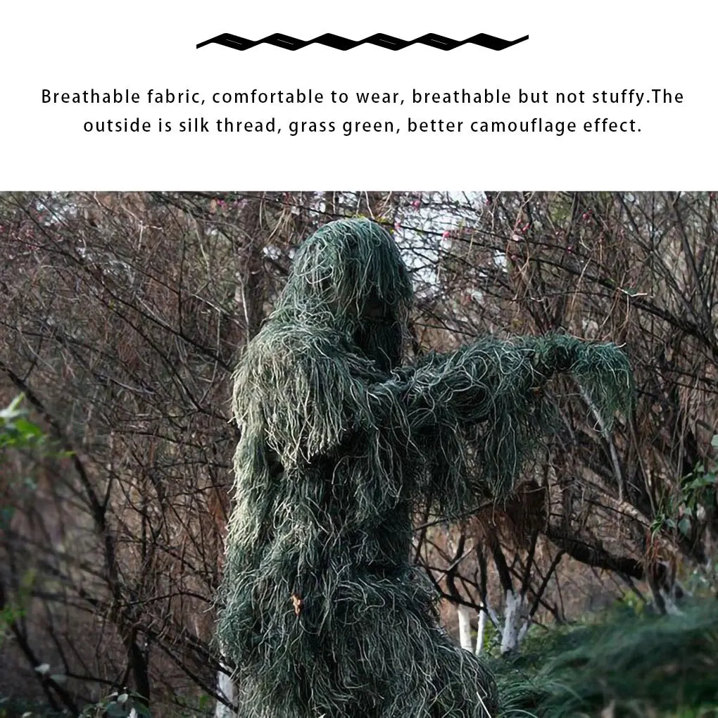 Kids 3D Camouflage Suits Outdoor Hunting Scouting Children Camouflage Clothes Pants Set with Storage Bag 1.1-1.3m