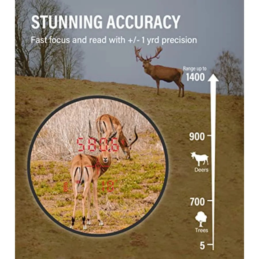 Hunting Range Finder 1400/2000/3000 Yards with Slope 7X Magnification Red OLED Display BRD Mode Angle Compensation Scan Waterpr