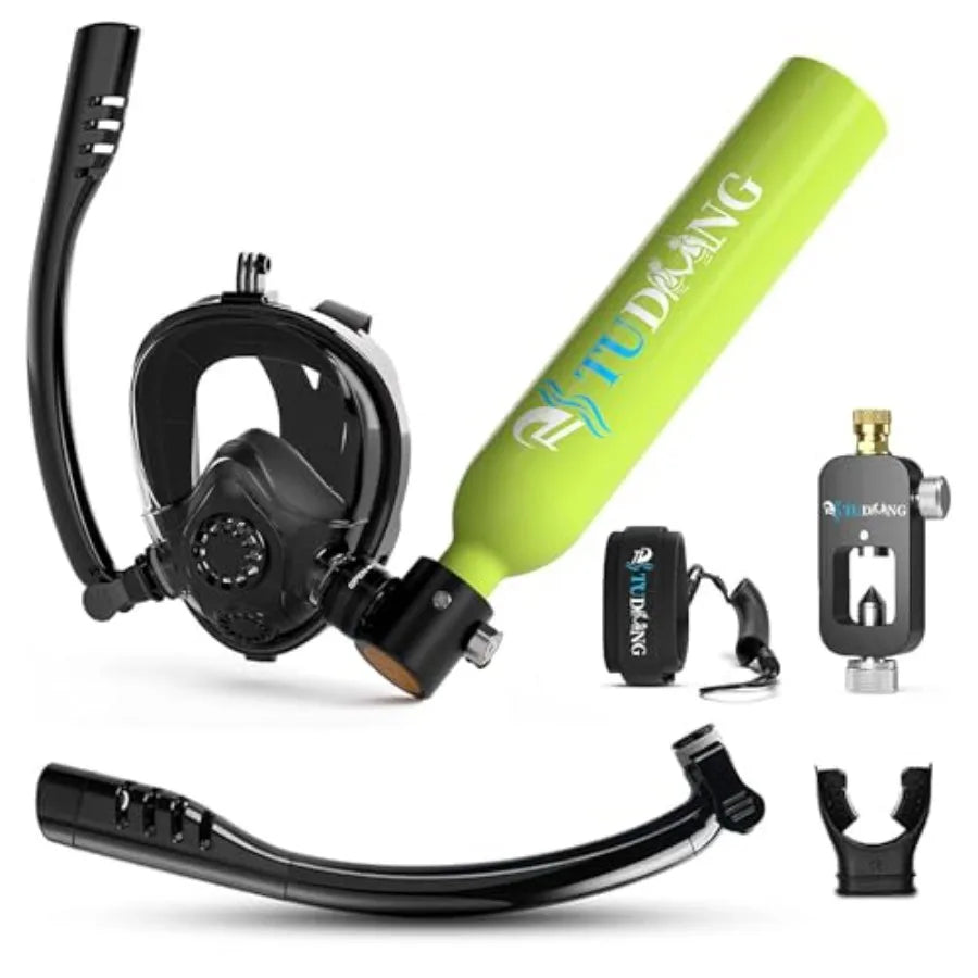 Mini Scuba Tank for underwater breathing training recyclable aluminum matte black portable 0.5L lung tank with diving mask and