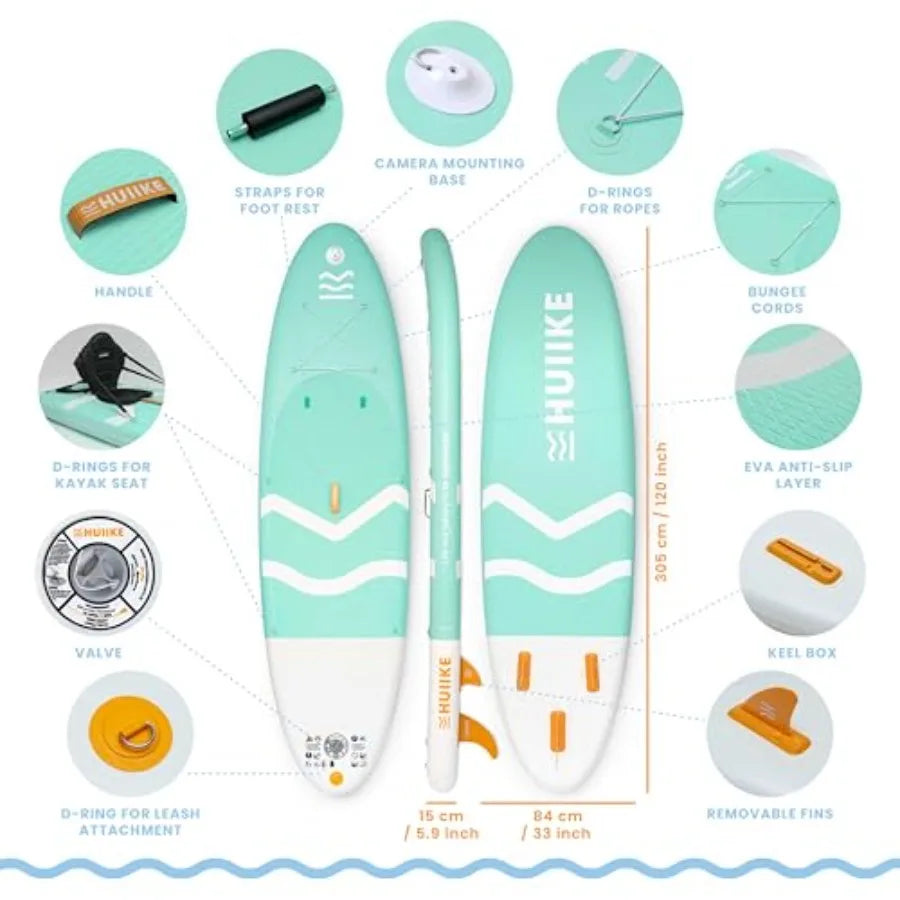Inflatable Paddle Board for Adults with Accessories Included, Oar, Fins, Pump. Stand Up Paddleboard Great Stability and Resista