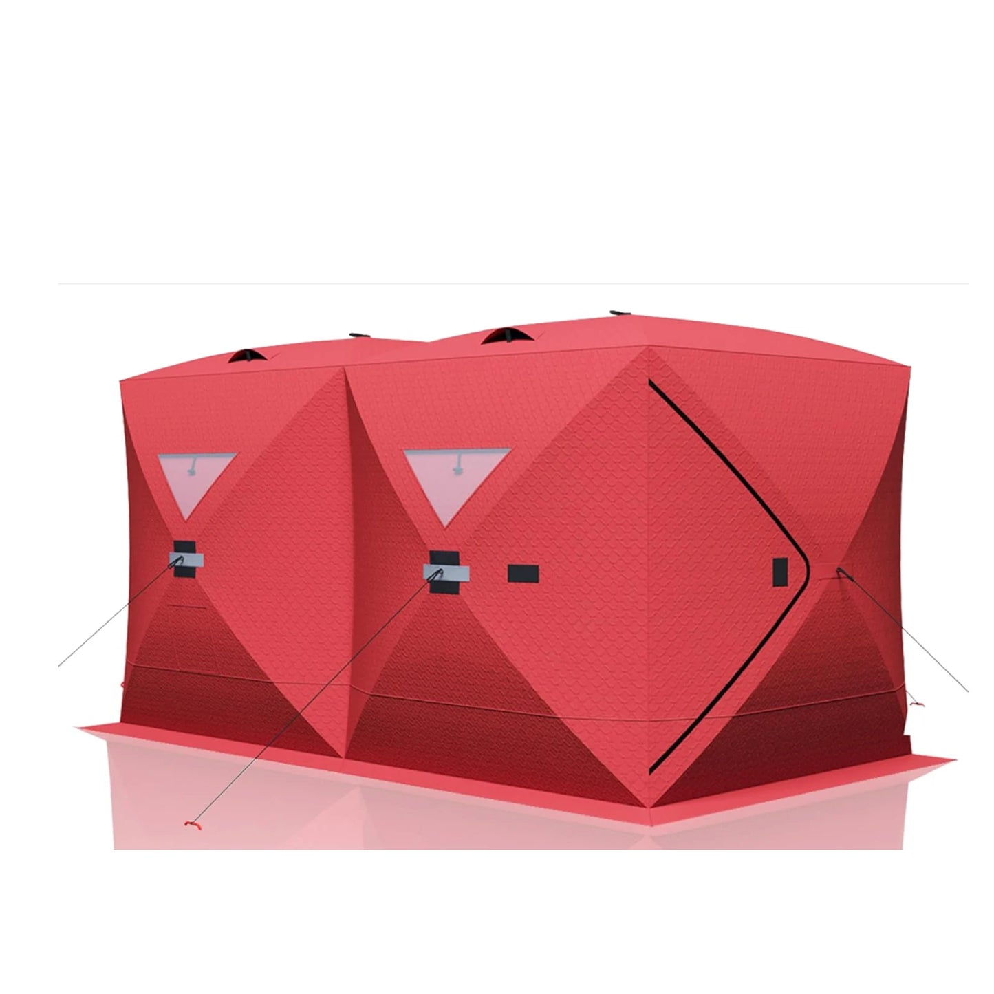 Insulated Pop-Up Ice Fishing Tent, 6-8 Person Portable Hub-Style Tent, Windproof Thermal Shanty, 420D Fabric for Winter Fishing