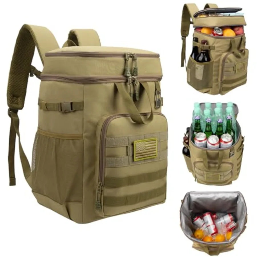 43L Cooler Backpack 45/55 Cans Insulated Leak Proof Tactical Backpack2 Insulated Comaprtments Thermal Bag Large Lunch Outdoor B