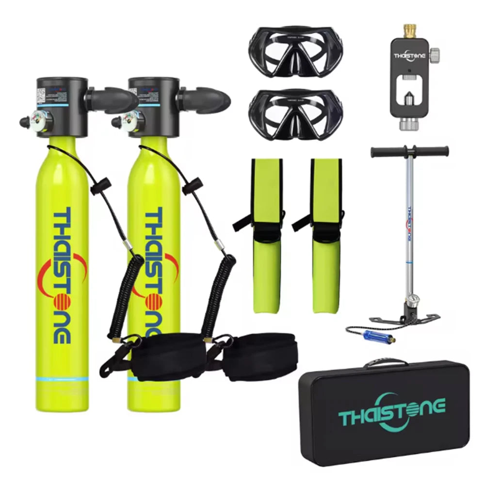 THAISTONE-2PC 0.5L Mini Scuba Tank with Hand Pump Diving Equipment Set