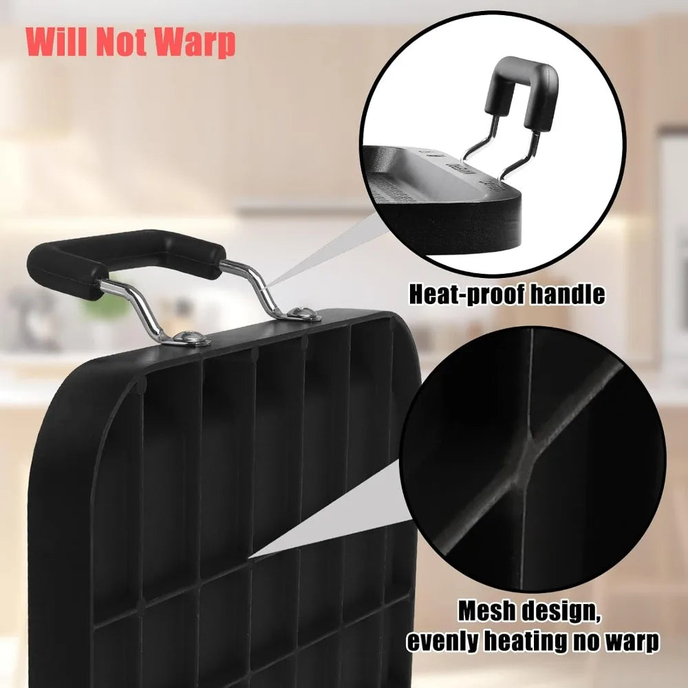 2 Burner Griddle Pan with Glass Lid, Non-Stick Aluminum, for Gas & Electric Stoves, Camping & Home