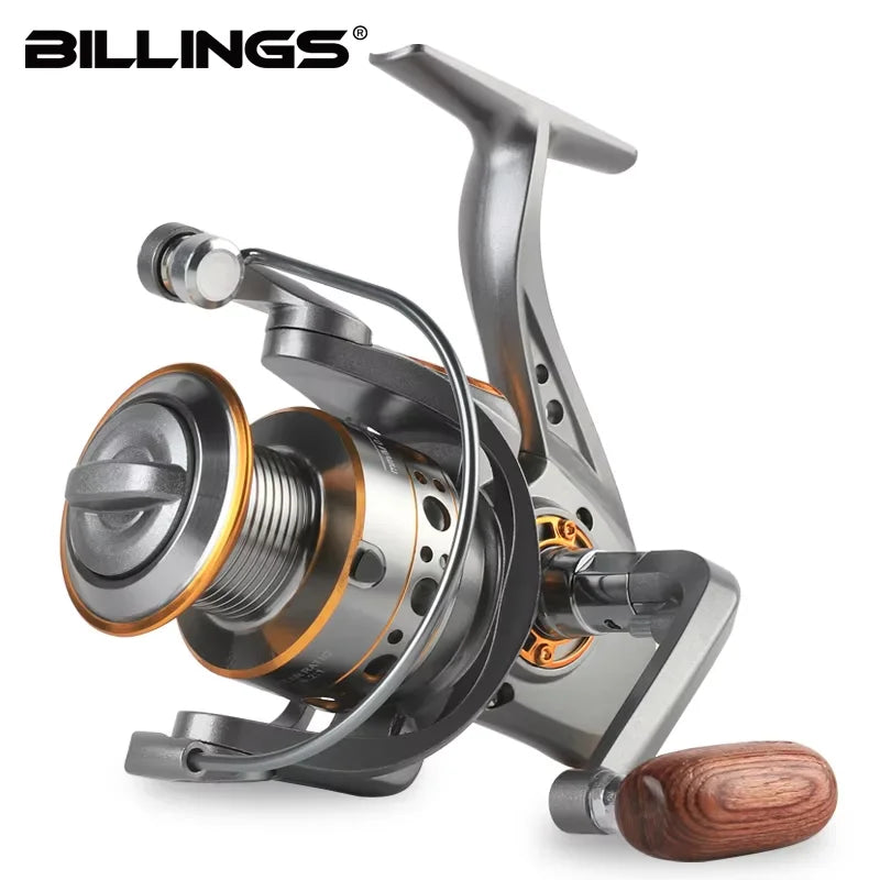 BILLINGS Spinning Reel 12KG Max Drag Professional Fishing Reels 5.2:1 Gear Ratio Fold Rocker Metal Spool 1000/7000 Ideal for Freshwater Saltwater Bass Trout Fishing