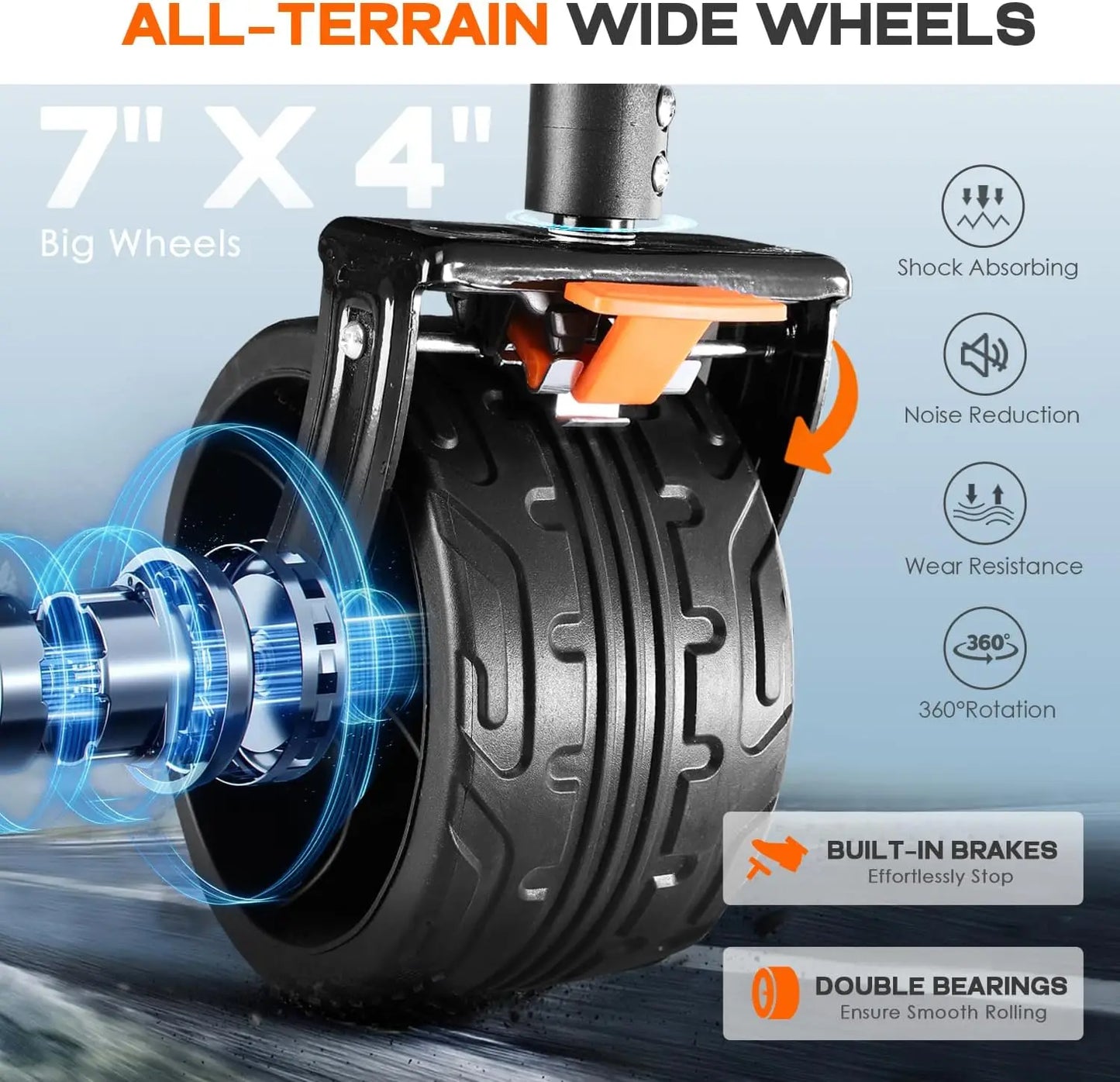 Foldable 50''L Extra Long Double Decker Wagon for Sport 400L Collapsible Heavy Duty Wagon Cart with Big Wheels Utility All-Terra