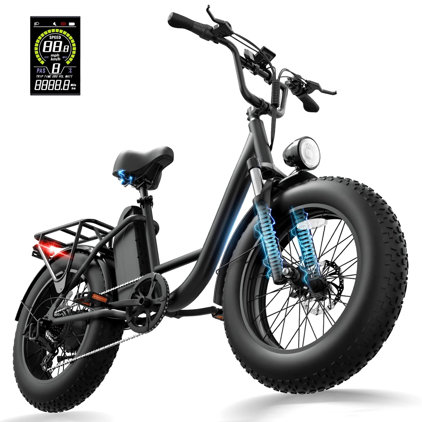 URLIFE E20PRO 20"×4 Fat Tire Ebike Adults 1500W 48V 15.6Ah Battery Front Suspension LCD Display All-Terrain Electric Bicycle