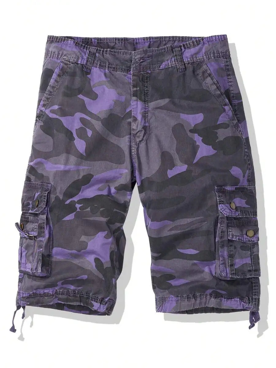 Mens Camouflage Multi-Pocket Cargo Shorts Casual Lightweight Outdoor Shorts