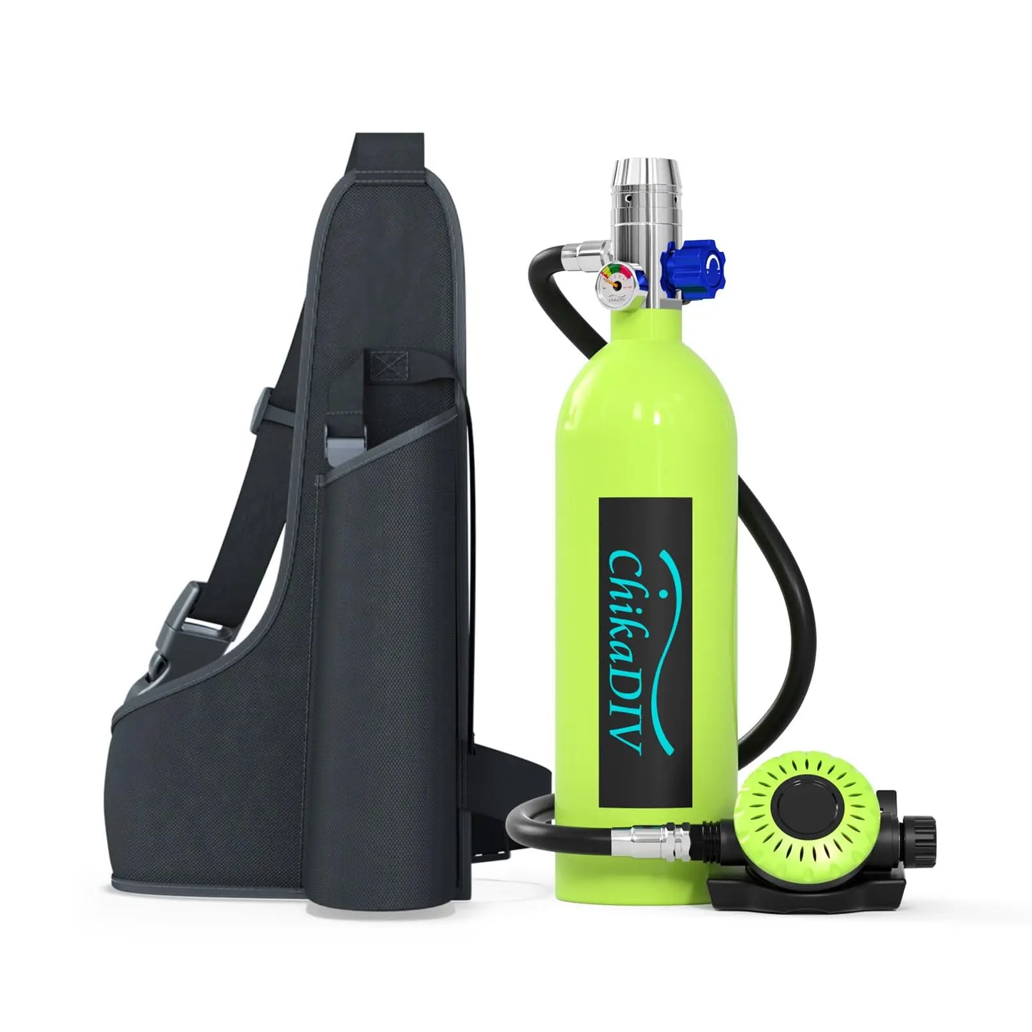 ChikaDIVE Mini Scuba Tank Portable Diving Lung Air Tank with DOT Certified Diving Oxygen Cylinder Kit for Emergency Pony Bottle for Snorkeling Underwater Breathing Training