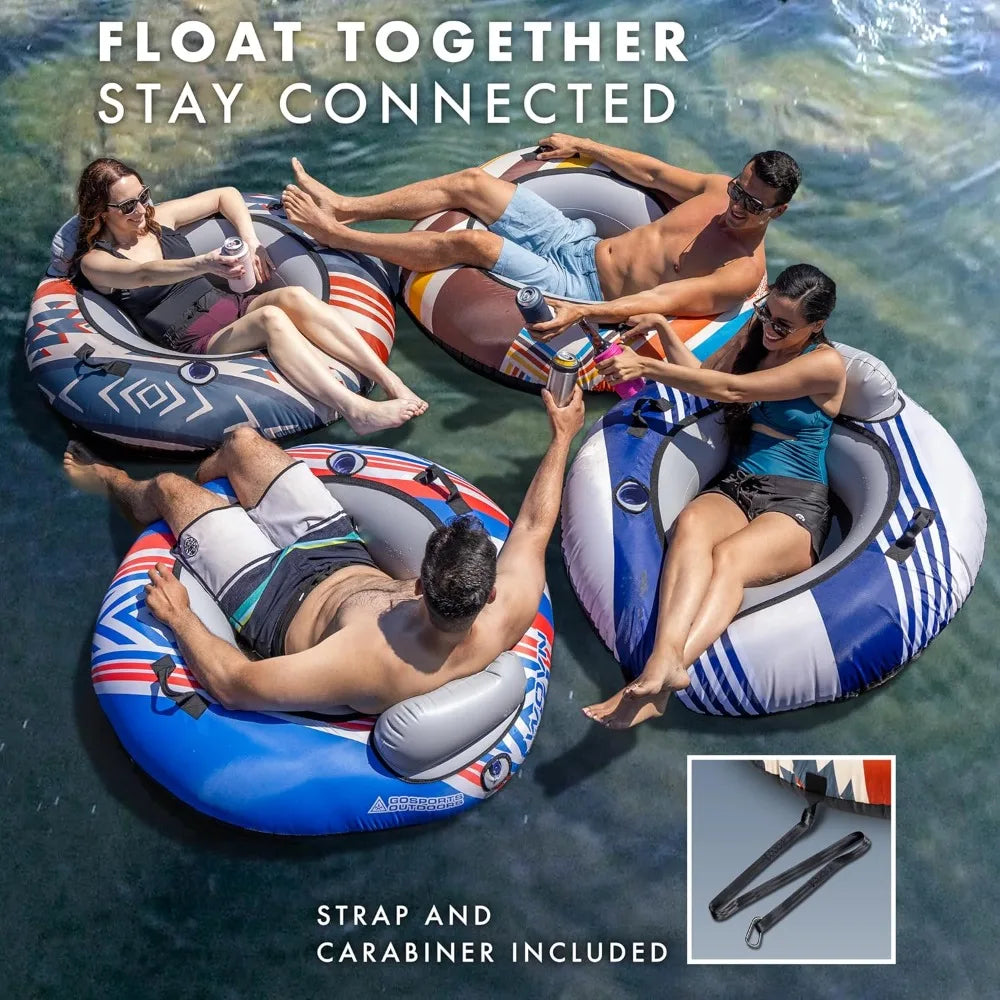 Heavy Duty River Tube with Premium Canvas Cover - Inflatable Float for Rivers, Lakes & Pools - Lido