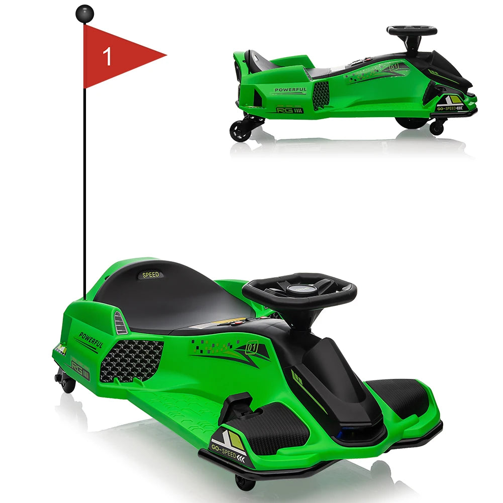 Kids Drifting Car 12V Ride On Go Kart with 45W Brushless Motor 5 mph Electric Drifting Go-Kart Outdoor Ride On Toy with 5 Wheels