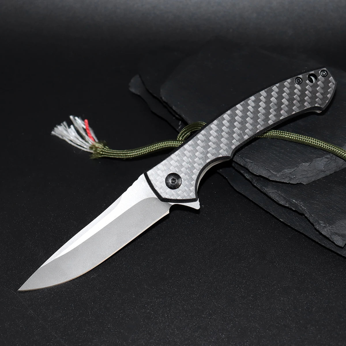 440C Steel Pocket Knife: Men's Folding Edc Multi-Tool, Outdoor Gear, Fruit Knife, Carbon Fiber Handle—Perfect for Camping, Hiking, Adventure, DIY Projects, Daily Use, Fishing, and Hunting. It Is an Excellent Gift for Men, E