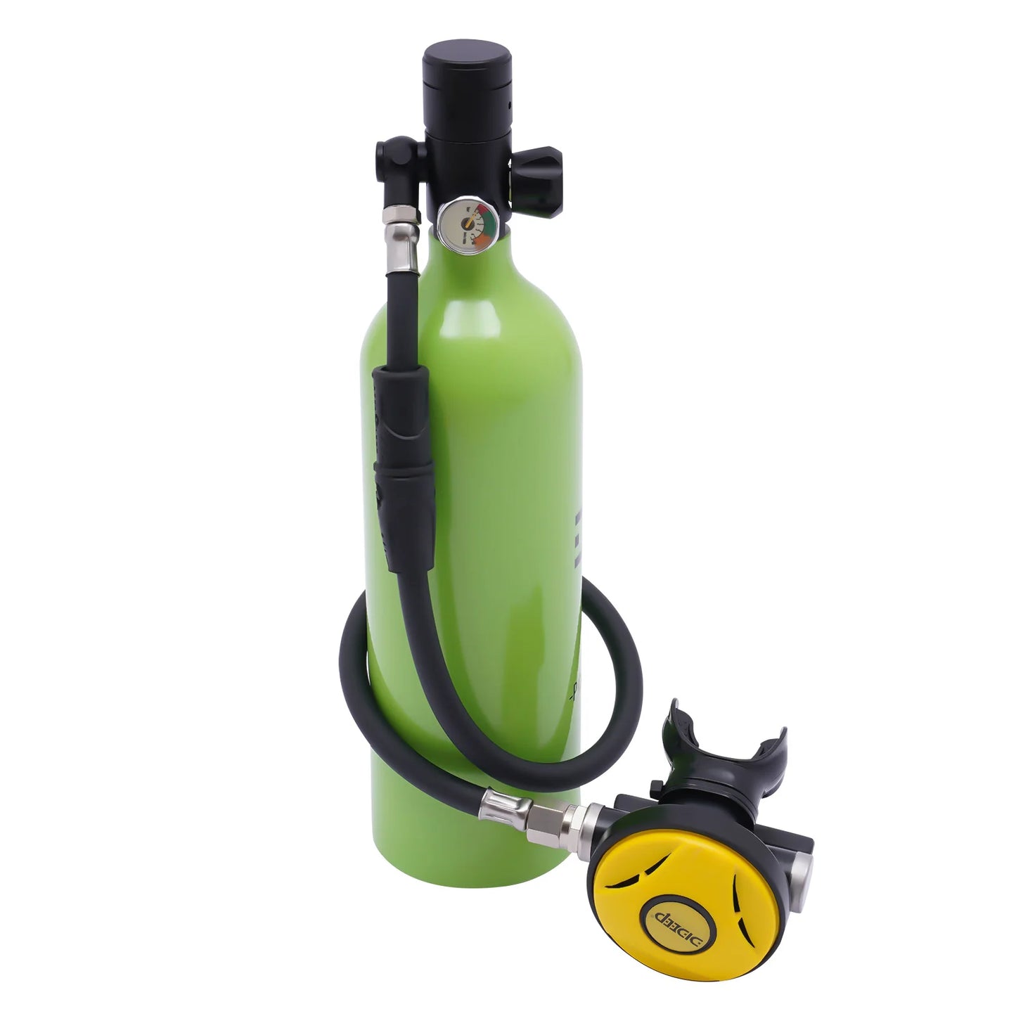 Mini Scuba Tank, Refillable Oxygen Cylinder 1L, Diving Air Tank, Constant Pressure, Safety Valve, Silicone Mouthpiece, Aluminum
