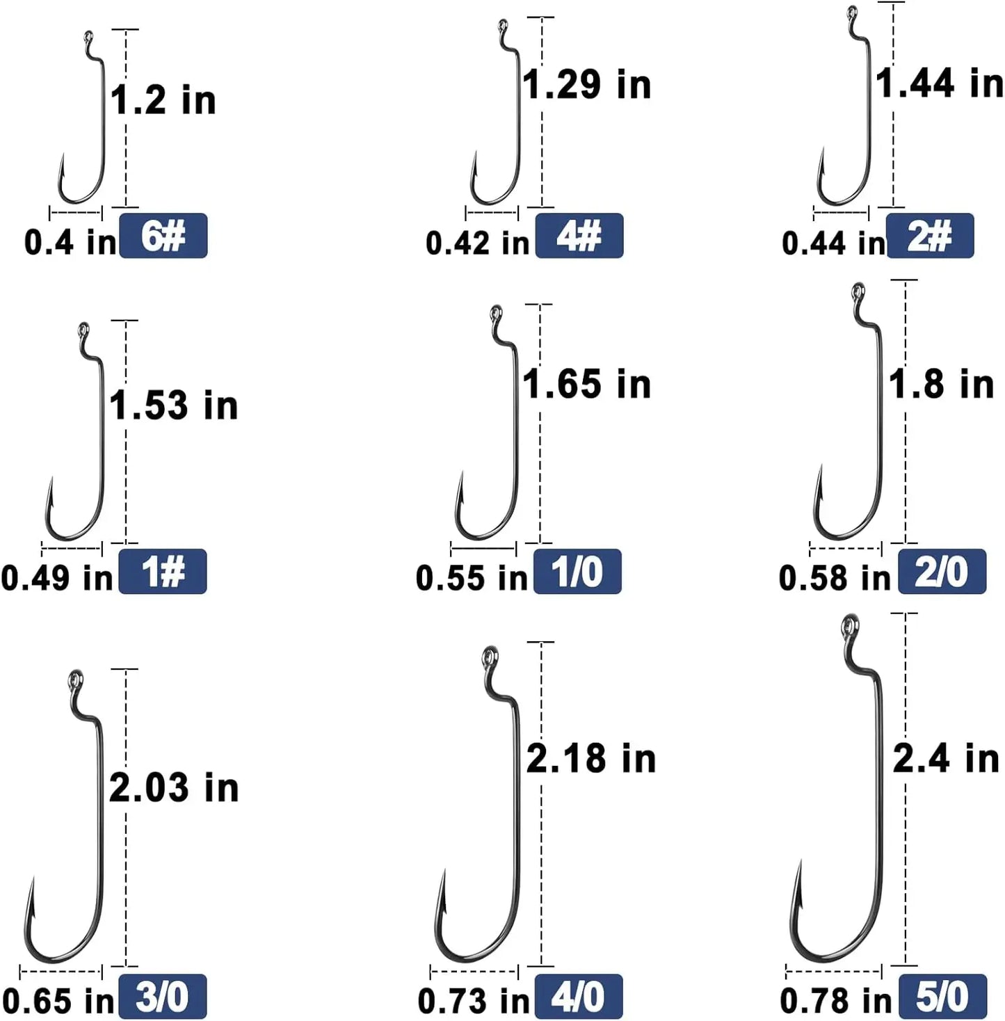 EWG Worm Hooks for Bass Fishing, 50/100pcs Weedless Texas Carolina Rig, Sharp & Strong for Soft Plastics